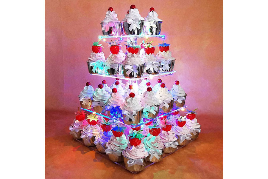 Square Cup Cake Stand With Lights